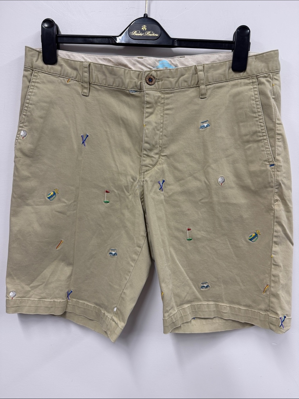 Tommy Bahama Embroidered Golf Chambray Khaki Shorts 36